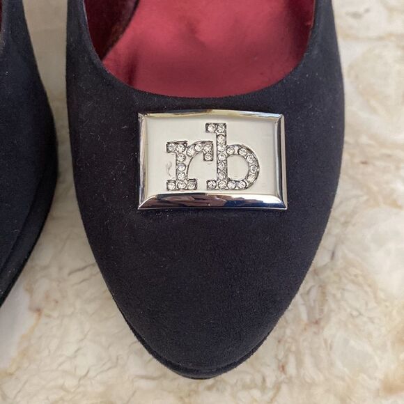 Roccobarocco Black Suede Leather Party Pumps 3” Heels - Picture 7 of 14
